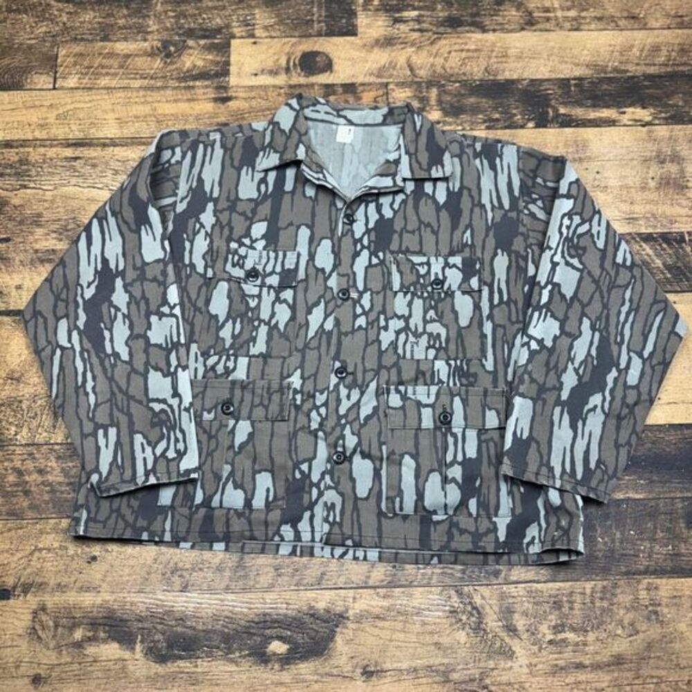 Trebark Camo Button Up Work Shirt Hunting Outdoors USA Made Mens Size L